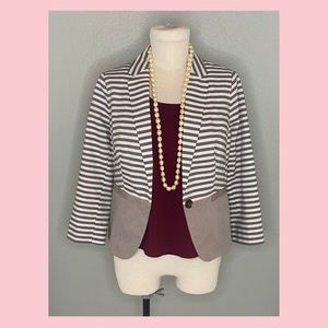 The Limited Striped Grey and White Cotton Blazer - Small
